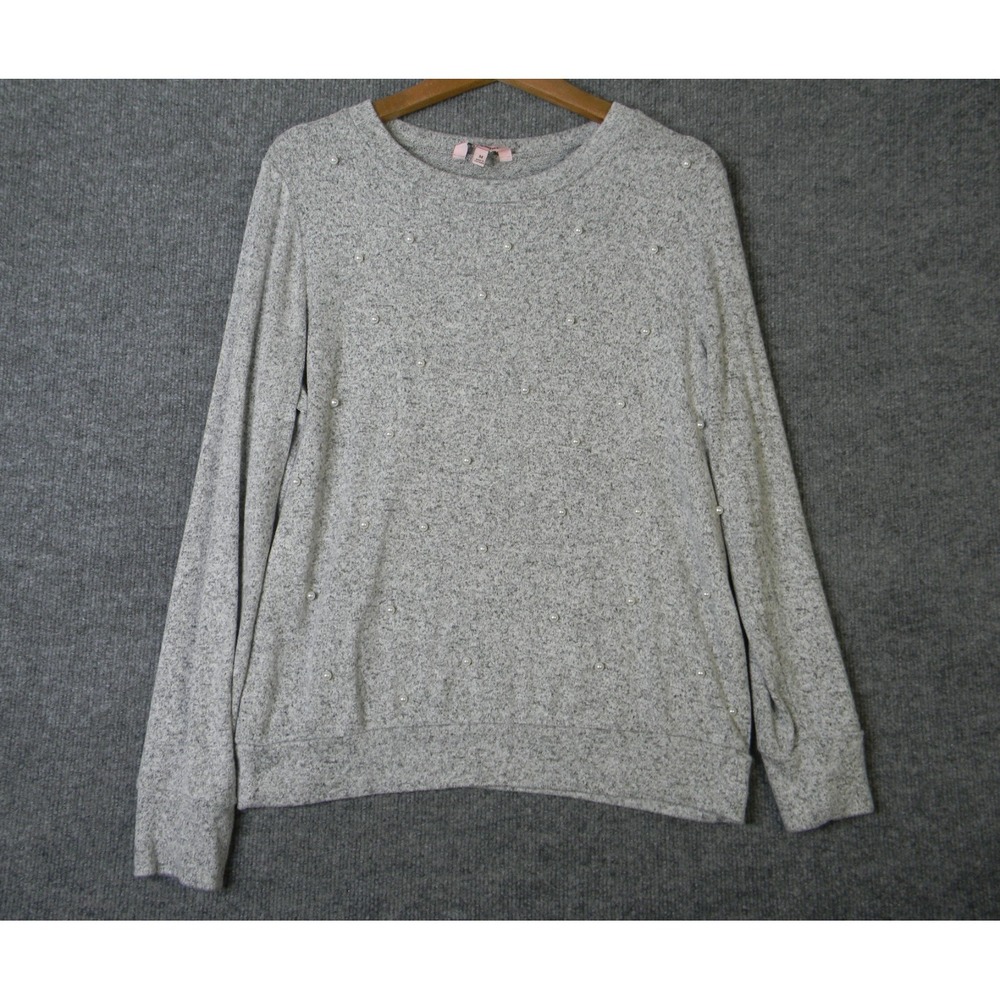 Juicy Couture Pearl‎ Embellished Gray Pullover Sweatshirt Women's Medium M